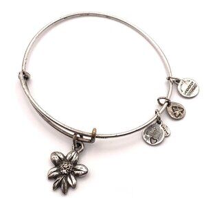 Alex and Ani Sacred Garden Apple Blossom Charm Bracelet Silver 2"-3.5"